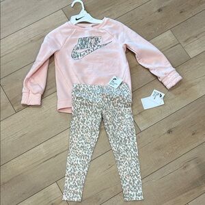 Nike Pink Sweatshirt and Leopard-Print Leggings Set